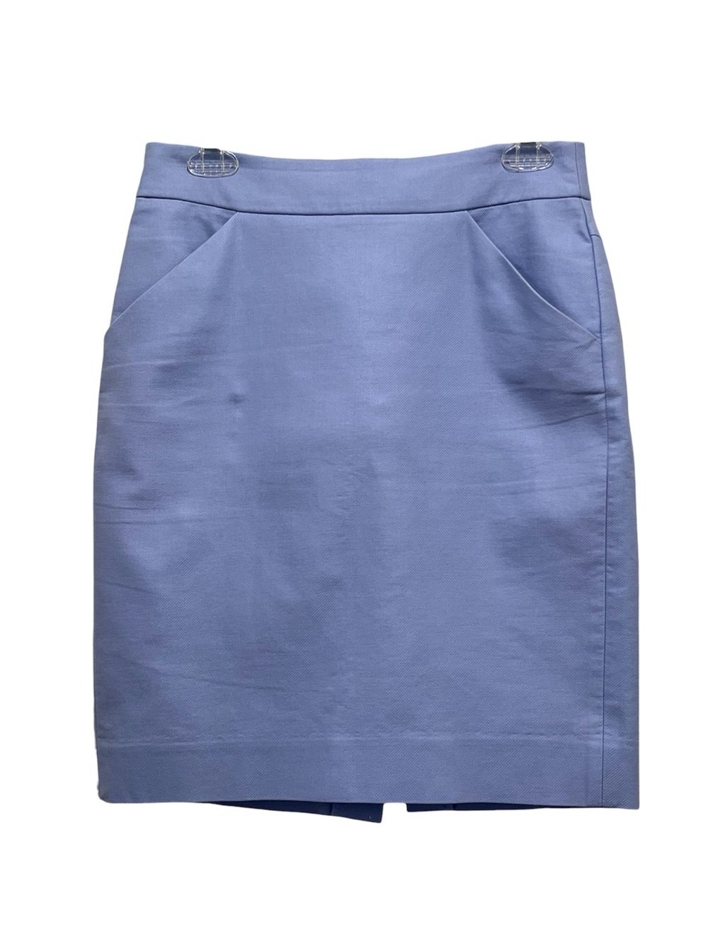 J.Crew The Pencil Skirt Periwinkle Blue Cotton Pockets Sz 2 Career Office EUC